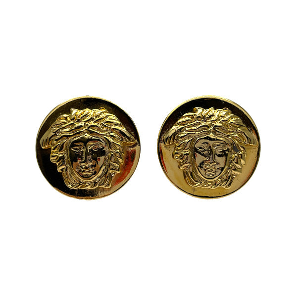 中古AB/使用感小】Gianni Versace ジャンニ・ヴェルサーチ ヴィンテージ メデューサ ラウンド GP レディース イヤリング  ゴールド20437124