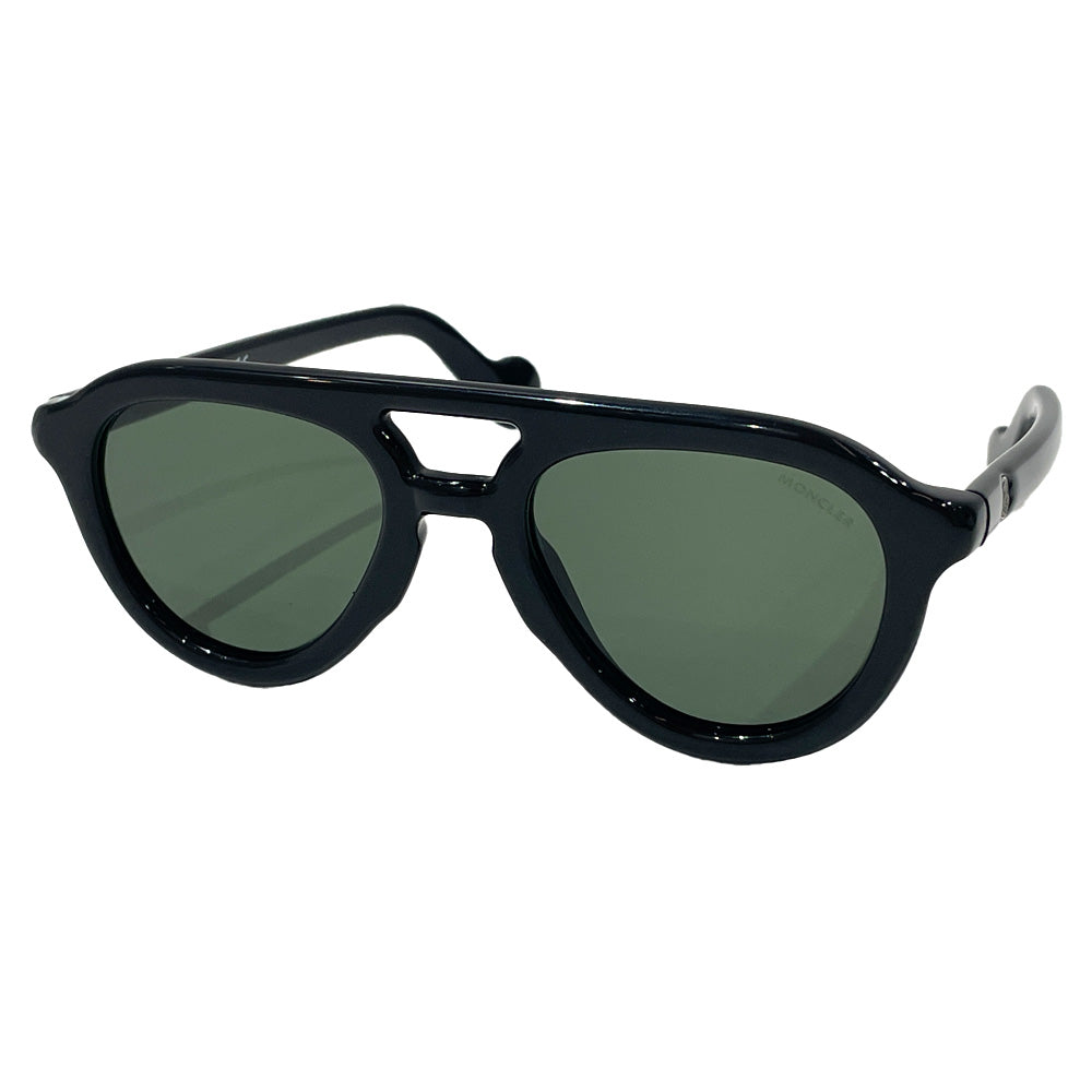 中古AB/使用感小】MONCLER モンクレール 偏光レンズ Polarized 黒ぶち 太め パイロット メンズ サングラス ML0078  ブラック20462295