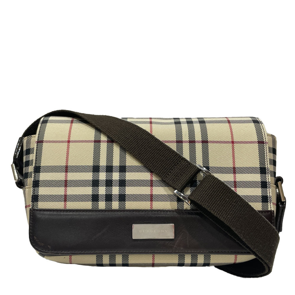 中古B/標準】BURBERRY バーバリー ロゴ チェック 斜め掛け レディース ショルダーバッグ20472781