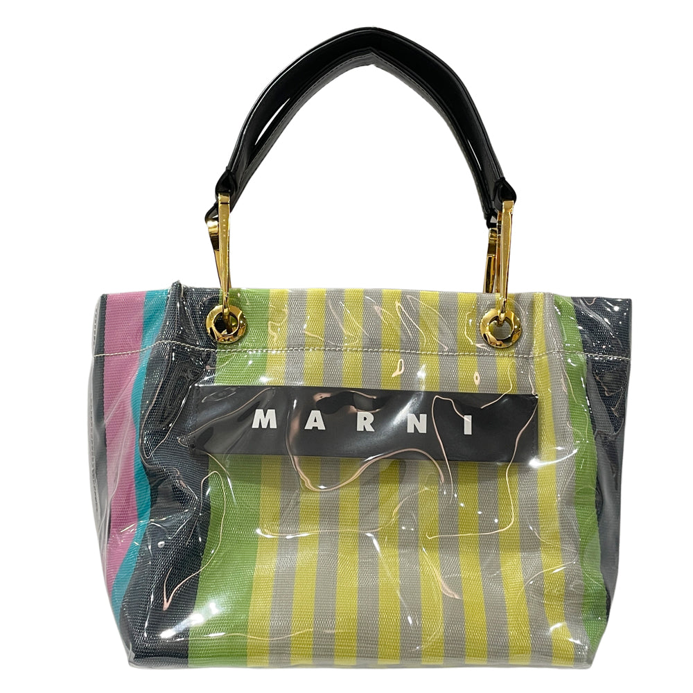 中古AB/使用感小】MARNI マルニ グロッシーグリップ GLOSSY GRIP ストライプ レディース トートバッグ20476139