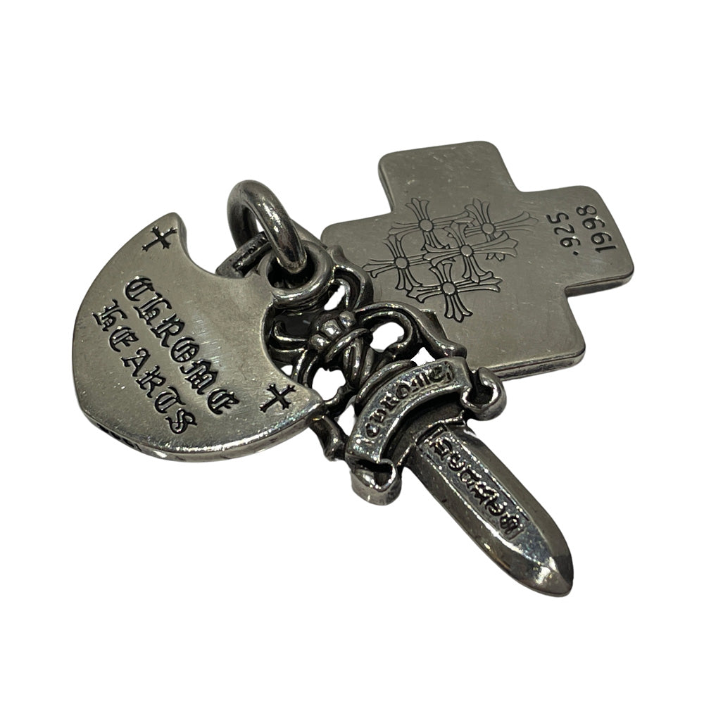 中古B/標準】CHROME HEARTS クロムハーツ 3TRINKETS オールド スリートリンケッツ ダガー クロス アンカー シルバー925  メンズ ペンダントトップ シルバー20476536-77