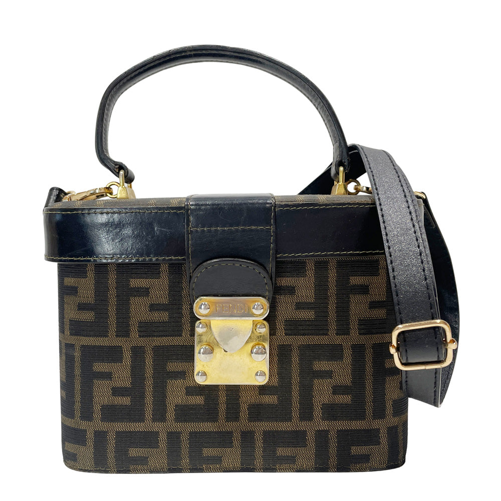 中古B/標準】FENDI フェンディ ズッカ バニティ 2WAY ヴィンテージ レディース ハンドバッグ ブラウン20488155