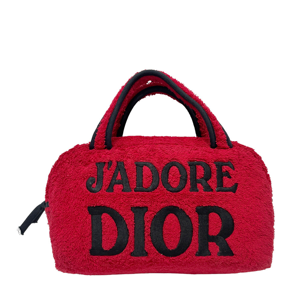 中古AB/使用感小】Christian Dior クリスチャンディオール ロゴ刺繍 J'ADORE ジャドール ミニ レディース ハンドバッグ  レッド20490261