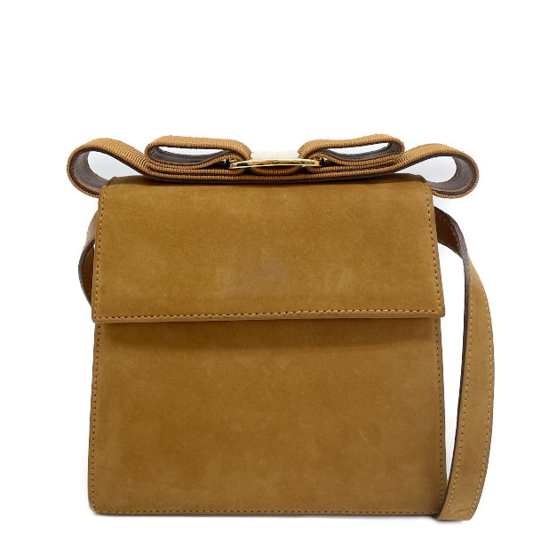 salvatore ferragamo handbag suede leather Satchel Bag - Camel
