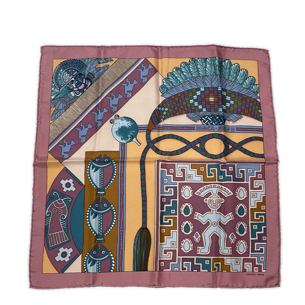 HERMES カレ45 プチカレ HUACA PIRU 神聖なるペルー スカーフ