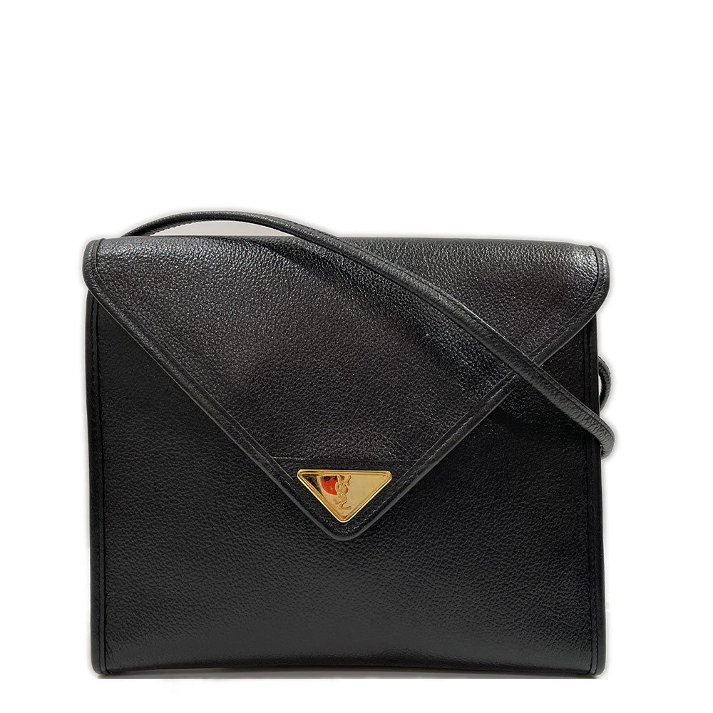 Yves Saint Laurent, Bags, Yves Saint Laurent Logo Plate Top Handle Bag  Black
