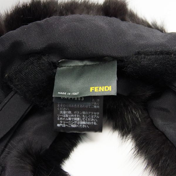 中古A/美品】FENDI フェンディ 美品 ティペット 毛皮 リボン ファー レディース マフラー ブラック20385816