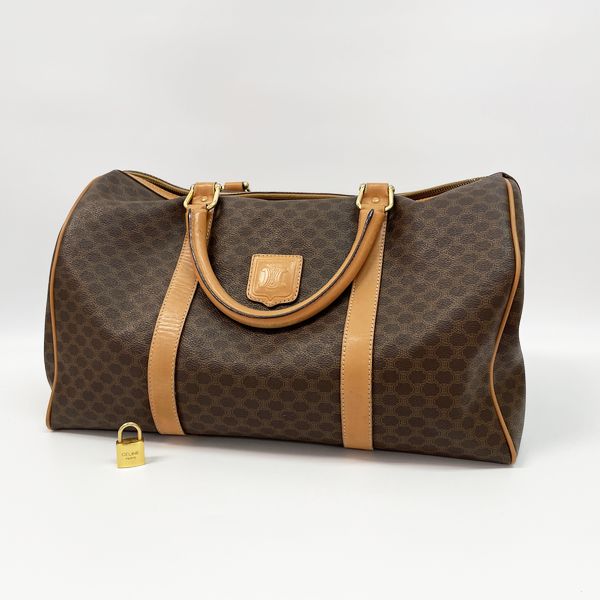Celine Macadam Pattern Handbag Mini Boston Bag Old PVC x Leather