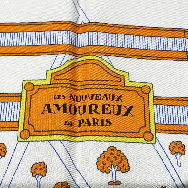 中古A/美品】HERMES エルメス カレ90 Les Nouveaux Amoureux de Paris 新・パリの恋人たち 2019年春夏  レディース スカーフ マルチカラー20406304