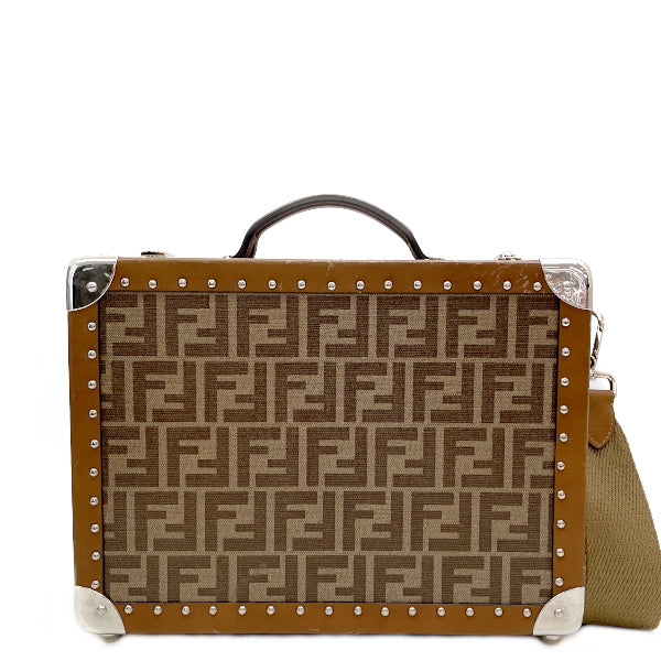 FENDI Zucca 2WAY Small Handbag Hard Case Unisex Trunk 7VV134 Brown [Used B/Standard] 20407032