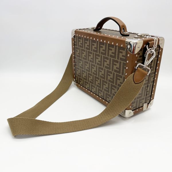 FENDI Zucca 2WAY Small Handbag Hard Case Unisex Trunk 7VV134 Brown [Used B/Standard] 20407032
