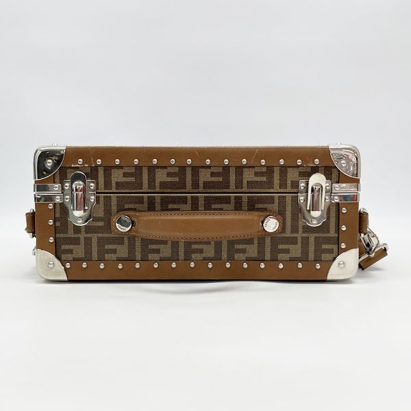 FENDI Zucca 2WAY Small Handbag Hard Case Unisex Trunk 7VV134 Brown [Used B/Standard] 20407032