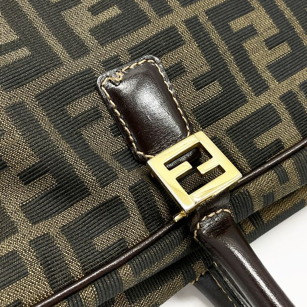 FENDI FF Logo Plate Zucca Handbag Canvas/Leather Women's 20230531