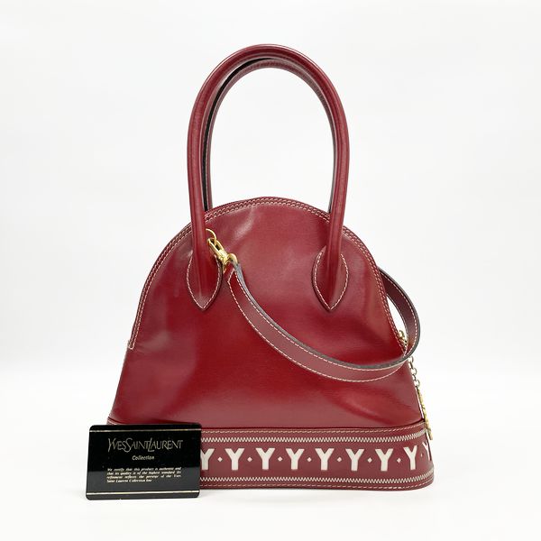 YVES SAINT LAURENT Y cutout 2WAY logo charm vintage handbag leather ladies 20230529