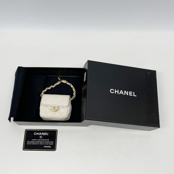 CHANEL Mini Mini Matelasse Coco Mark Chain Bag Charm Vintage Pouch Leather Women's [Used B] 20231212