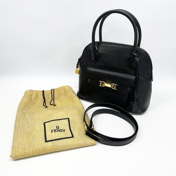 FENDI FF Logo Epi Leather 2WAY Vintage Handbag Leather Ladies 20230616