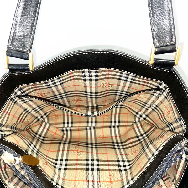 BURBERRY(バーバリー) ロゴ プレート 内部チェック ヴィンテージ ハンドバッグ レザー レディース【中古AB】20231102