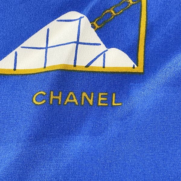 CHANEL Vintage Mademoiselle Matelasse Coco Chanel Bag Pattern Women's Scarf Blue [Used B/Standard] 20413631