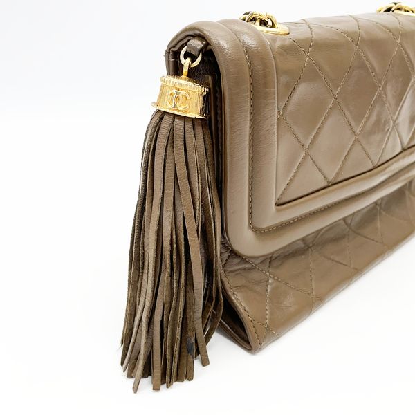 CHANEL Matelasse Tassel Fringe Square Vintage Shoulder Bag Lambskin Women's 20230616