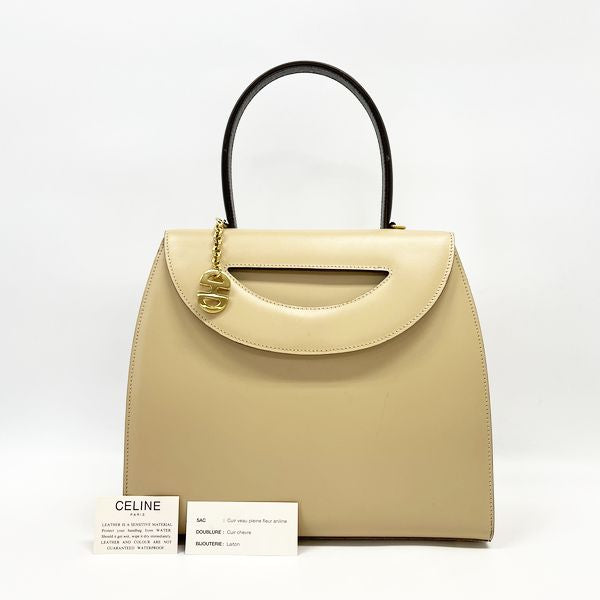 CELINE Rare Gancini Charm Top Handle Bicolor Vintage Handbag Leather Women's [Used AB] 20231102