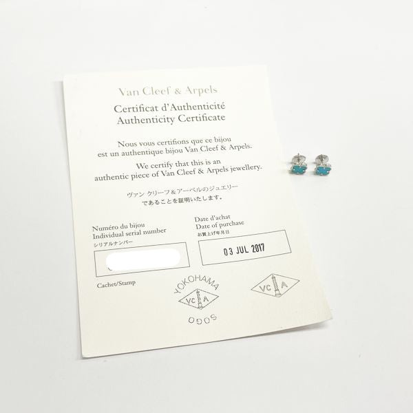 Van Cleef &amp; Arpels Sweet Alhambra Turquoise Earrings K18 White Gold Women's [Used B] 20231130