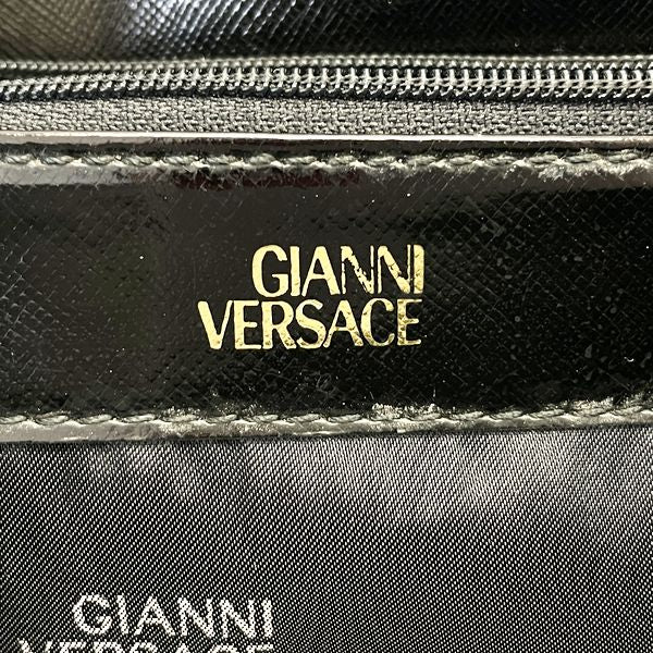 Gianni Versace(ジャンニ・ヴェルサーチ) サンバースト トップハンドル チャーム付き ヴィンテージ ハンドバッグ エナメル レディース【中古B】20231102