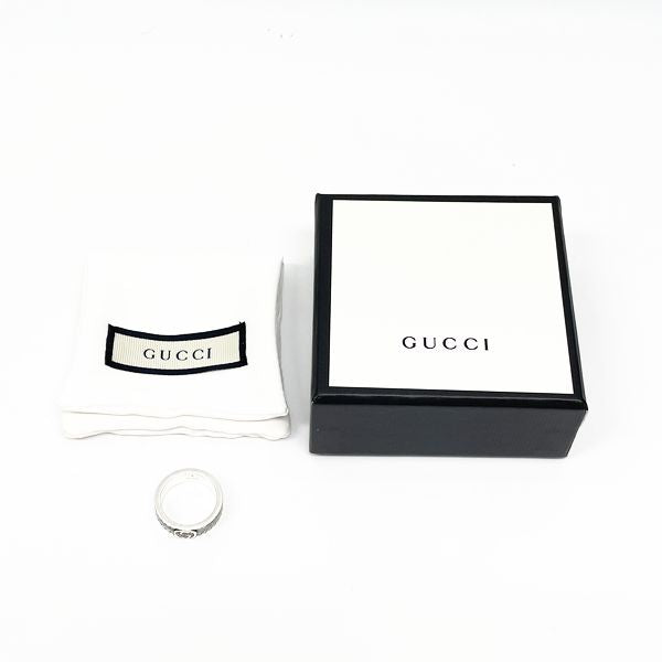 GUCCI(グッチ) インターロッキングG エナメル テクスチャード 14号 リング・指輪 シルバー925 メンズ【中古B】20231222