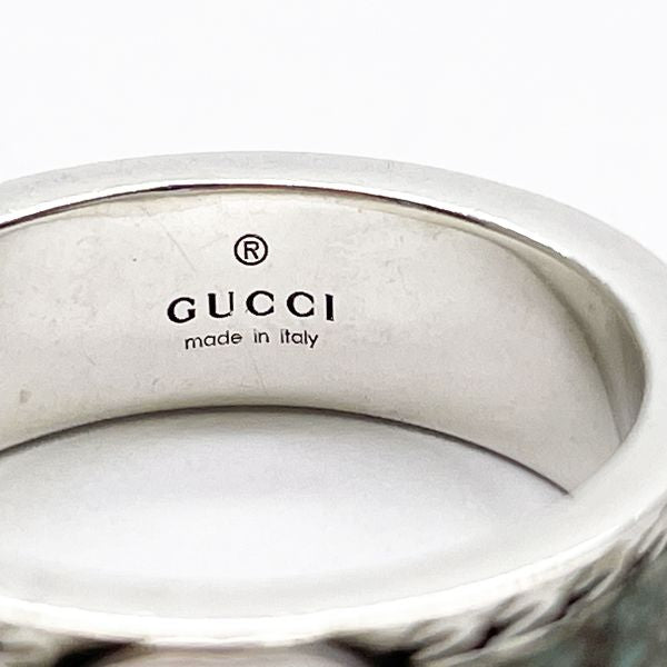 GUCCI(グッチ) インターロッキングG エナメル テクスチャード 14号 リング・指輪 シルバー925 メンズ【中古B】20231222