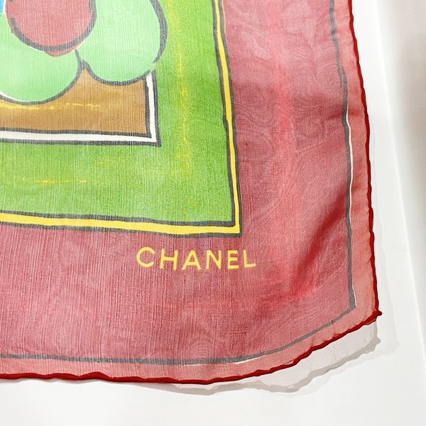 CHANEL Flower Motif Logo See-through Women's Scarf Multicolor [Used AB/Slightly Used] 20421463