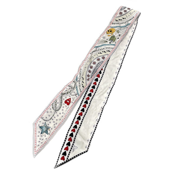 Christian Dior Mitza La Roue de la Fortune Wheel of Fortune Heart Women's Scarf White [Used B/Standard] 20422924