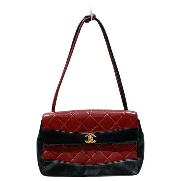 中古B/標準】CHANEL シャネル ヴィンテージ マトラッセ ワンショルダー バイカラー 肩掛け レディース ショルダーバッグ  ブラック×レッド20429094