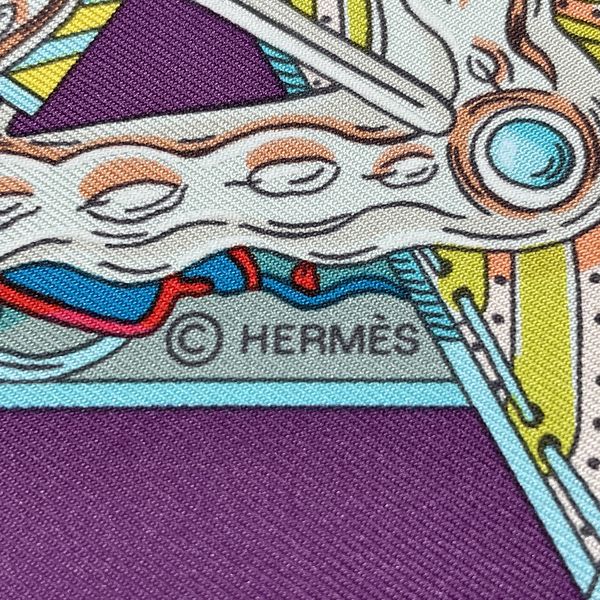 中古AB/使用感小】HERMES エルメス カレ90 LE SONGE DE LA LICORNE ユニコーンの夢想 草木模様 宝石 レディース  スカーフ ブルー系20431184