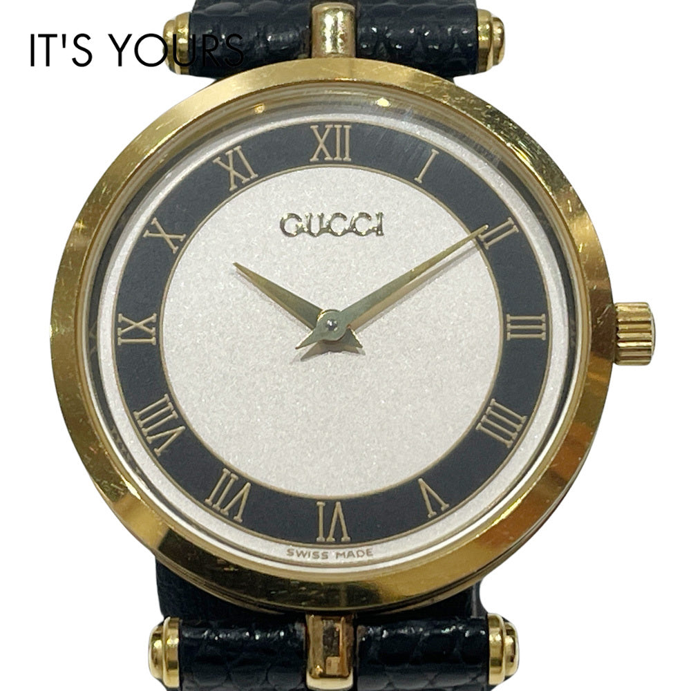 GUCCI(グッチ) シェリーライン ブラック 腕時計 GP/レザー レディース【中古】20241104