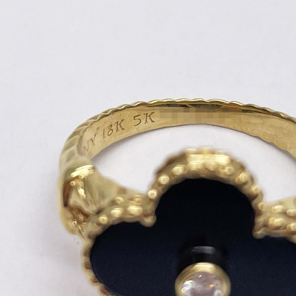 Van Cleef &amp; Arpels Vintage Alhambra 1PD Onyx No. 9 Ring K18 Yellow Gold/Diamond Women's [Used AB] 20231004