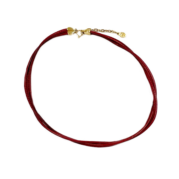 Carrera y Carrera Necklace K18 750 Corazon Leather Choker Only Heart Red Angel Leather/K18 Gold Women's [Used AB] 20231203