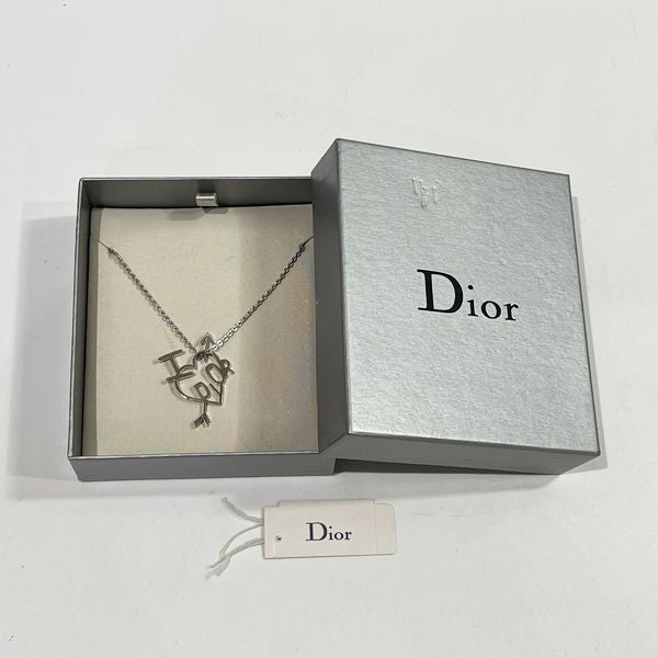 中古B/標準】Christian Dior クリスチャンディオール ヴィンテージ ロゴ ハートアロー メタル レディース ネックレス  シルバー20438003