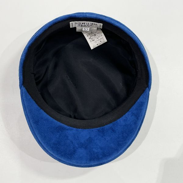 【中古AB/使用感小】HERMES エルメス ハット マリンキャップ スウェード サイズ57 ブルー ユニセックス 20439398