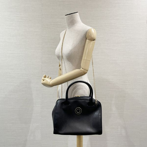 CELINE(セリーヌ) サークルロゴ 2WAY チェーン ヴィンテージ ハンドバッグ レザー レディース【中古B】20231120