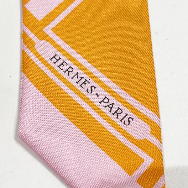 中古A/美品】HERMES エルメス ツイリー シルク LES COUPES TATTOO クーペ・タトゥ ソレイユ×ローズペール タグ付  ユニセックス スカーフ ピンク20439412