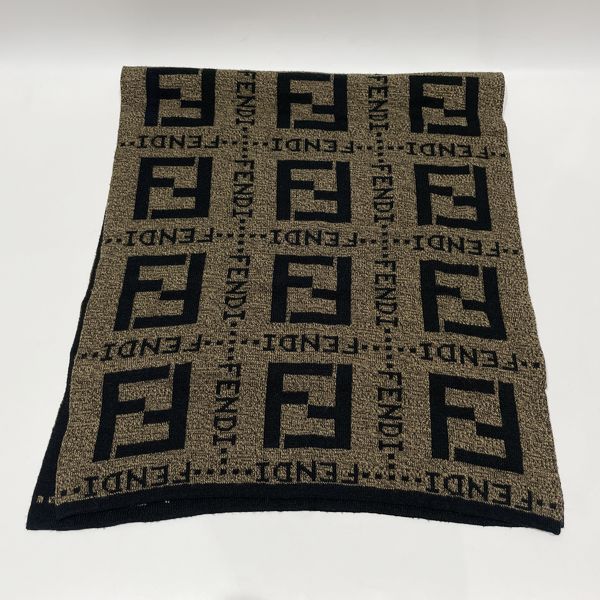 FENDI(フェンディ) FF ロゴ ニット マフラー ユニセックス【中古B】20231111