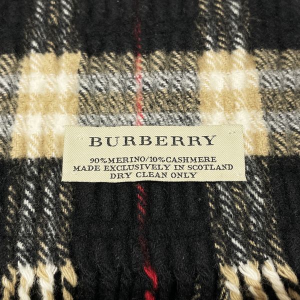 BURBERRY(バーバリー) チェック フリンジ マフラー ウール/カシミヤ 【中古B】20231111