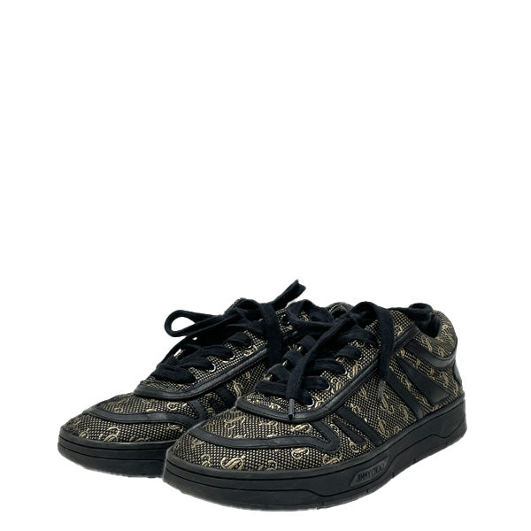 JIMMY CHOO Sneakers Size 40 (25.0) JC Logo Jacquard HAWAII-M NBN 222 BLACK-GOLD Unisex [Used B] 20231104
