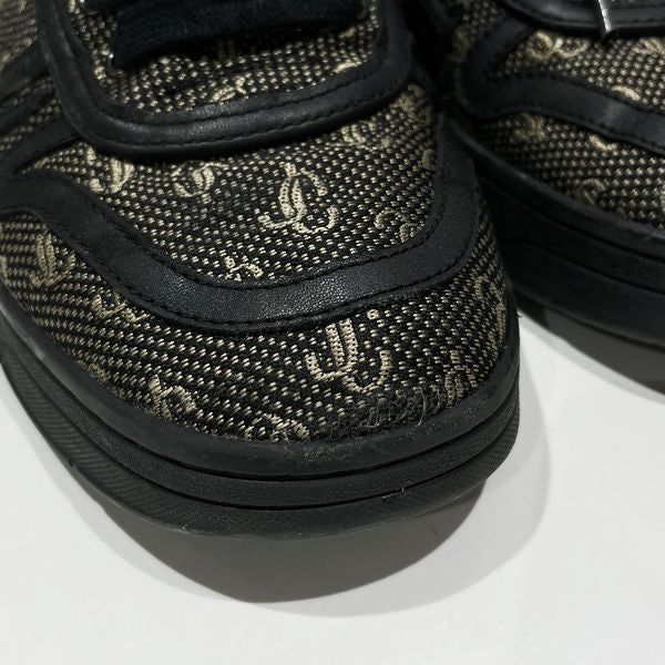 JIMMY CHOO Sneakers Size 40 (25.0) JC Logo Jacquard HAWAII-M NBN 222 BLACK-GOLD Unisex [Used B] 20231104