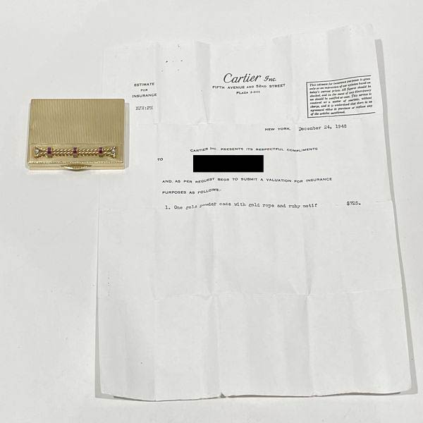 CARTIER [Incomplete] Powder case rope twist vintage Other accessories K14 yellow gold/diamond/ruby ladies [Used B] 20240126