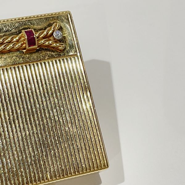 CARTIER [Incomplete] Powder case rope twist vintage Other accessories K14 yellow gold/diamond/ruby ladies [Used B] 20240126