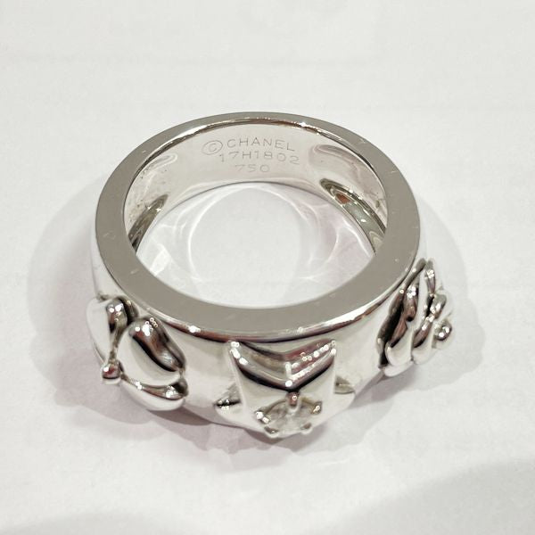 CHANEL Three Symbol 1P Star Camellia Clover Size 9.5 Ring K18 White Gold/Diamond Women's [Used B] 20231118