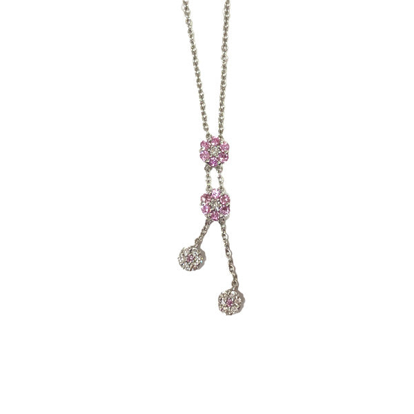 Ponte Vecchio Flower Motif Pink Sapphire 0.28 0.14 Necklace K18 White Gold/Diamond [Used AB] 20231119