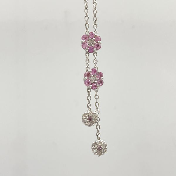 Ponte Vecchio Flower Motif Pink Sapphire 0.28 0.14 Necklace K18 White Gold/Diamond [Used AB] 20231119