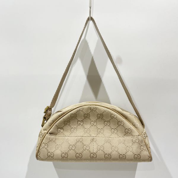 中古B/標準】GUCCI グッチ ハーフムーン ポーチ 肩掛け ワンショルダー レディース ショルダーバッグ 90781 ベージュ20442093