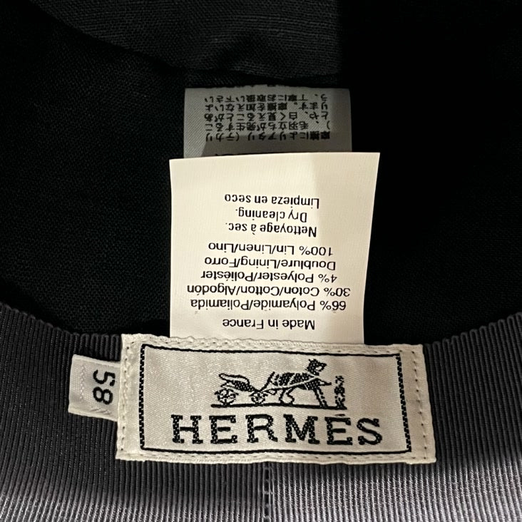 HERMES(エルメス) ドット 中折れ バケット 58 ハット ナイロン/コットン/ポリエステル レディース【中古AB】20231223